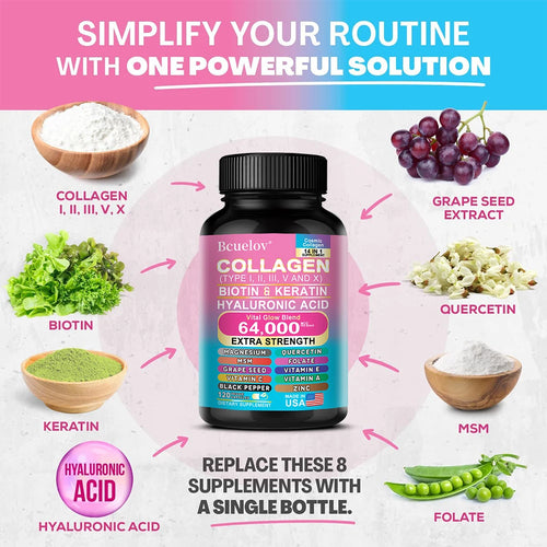 Collagen Peptide Supplement, Anti-Aging, Youthful Glow, Skin Elasticity, Strong Joints, Healthy Hair Growth, Healthy Nails