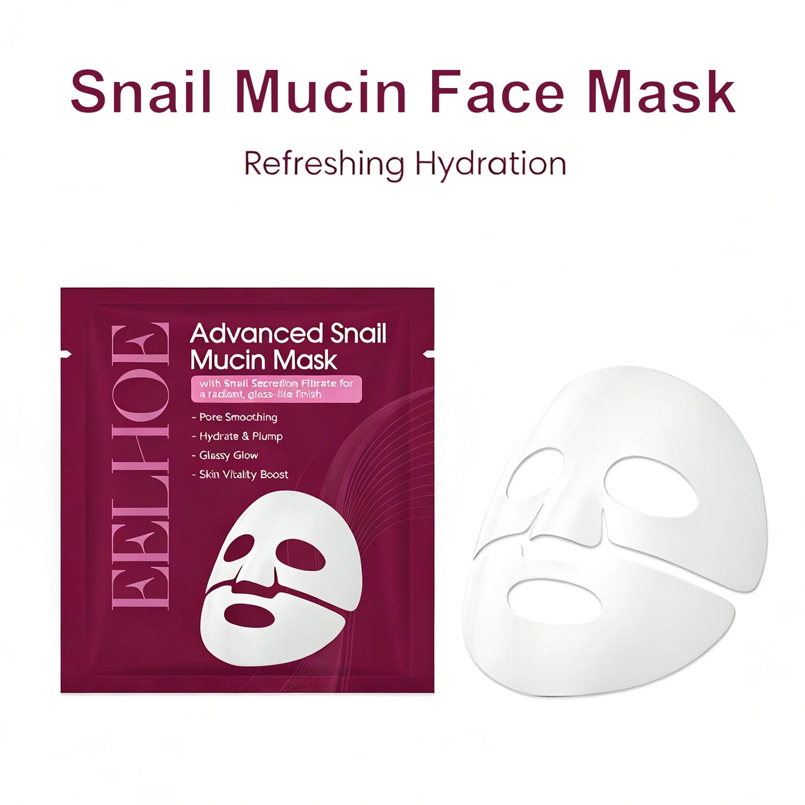 Snail Mucin Face Mask Hydrating Plump Glow Pore Smoothing Sheet Mask Snail Secretion Filtrate Glass Skin Brightens Complexion