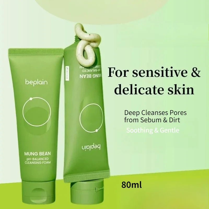 Korean Mung Bean Pore Serum,Deep Pore Cleansing Foam,Makeup Remover Oil and Facail Pore Care Clay Mask Firming Skincare Products